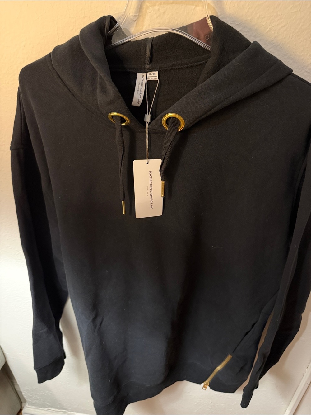 Katherine Barclay Black Crewneck Sweatshirt with Gold Accents